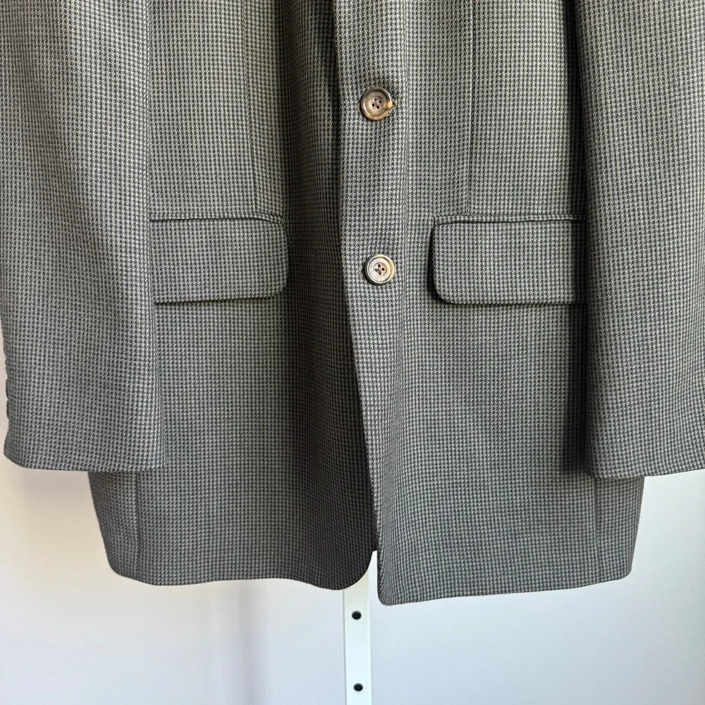 VTG Oscar de la Renta 40L 100% Wool Houndstooth Blazer Jacket‎ Made in Colombia